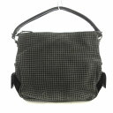 【中古】オッティーノ OTTINO ハンドバッグ ショルダーバッグ 肩掛け ブロックチェック柄 スエード レザー グレー 黒 ブラック /EA ■MA レディー...