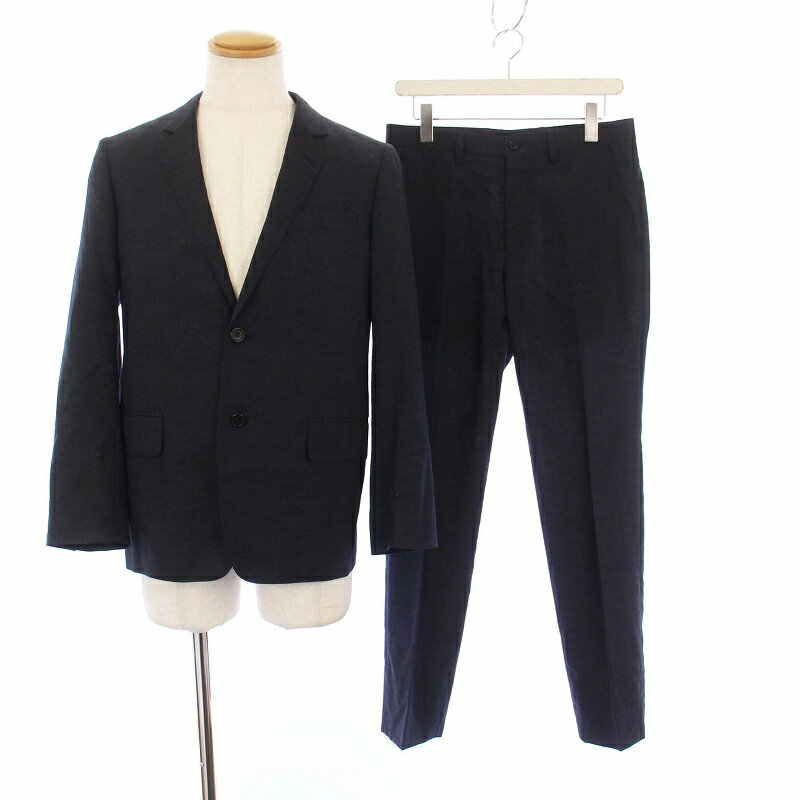 【中古】マーガレットハウエル MARGARET HOWELL FOX BROTHERS 17年製 シングルスーツ テーラードジャケット パンツ スラックス S ネイビー 579-8120007 579-8140007 /KH メンズ 【ベクトル 古着】 250212