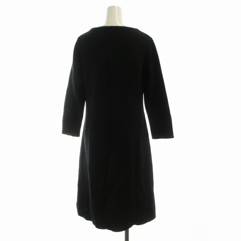 【中古】シビラ SYBILLA ニット ワンピース ミモレ ロング 総柄 七分袖 M 黒 ブラック GBABG-03490 /RO レディース 【ベクトル 古着】 250211