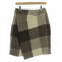 【中古】バレンシアガ BALENCIAGA ラップスカート 巻き ひざ丈 ウール アルパカ シルク混 チェック 34 茶 ブラウン ベージュ /BB レディース...