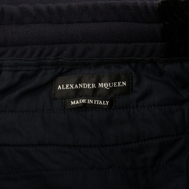 【中古】アレキサンダーマックイーン ALEXANDER MCQUEEN イージーパンツ サイドライン ベロア XS 紺 ネイビー 黒 ブラック 464027 /YT メンズ 【ベクトル 古着】 250221