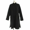 【中古】ユニクロ UNIQLO +J シャツワンピース スタンドカラー コート 436180 前開き 長袖 リボン 膝丈 S 黒 ブラック /EA レディース ...