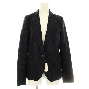 【中古】未使用品 ロイスクレヨン Lois CRAYON HIGH STYLE FAMILY 14001555 テーラードジャケット 総裏地 ストライプ柄 ウール M 紺 ネイビー /KU レディース 【ベクトル 古着】 250227
