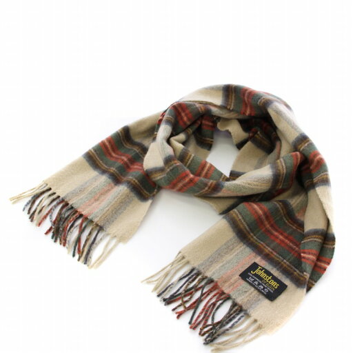 【中古】ジョンストンズオブエルガン Johnstons of Elgin マフラー ストール カシミヤ チェック ベージュ /TK レディース 【ベクトル 古着】 250303 【中古】ジョンストンズオブエルガン Johnstons of Elgin マフラー ストール カシミヤ チェック ベージュ /TK レディース 【ベクトル 古着】 250303