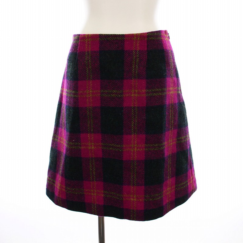 【中古】マッキントッシュフィロソフィー MACKINTOSH PHILOSOPHY ハリスツイード Harris Tweed 台形スカート ひざ丈 ウール チェック 36 ピンク 紺 緑 H5S16-211-14 /YM レディース 【ベクトル 古着】 250306