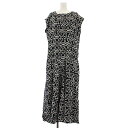 【中古】ジルサンダー JIL SANDER ワンピース ロング ノースリーブ 総柄 マキシ丈 34 ネイビー 白 OPJWKA0002 /YM レディース 【ベクトル 古着】 250304(4)