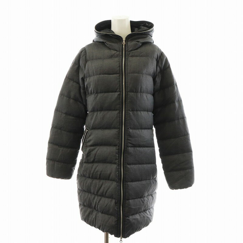 【中古】デュベティカ DUVETICA ダウンコート ロング丈 フード ウール カシミヤ混 アウター 40 グレー /AN29 レディース 【ベクトル 古着】 250311(4)