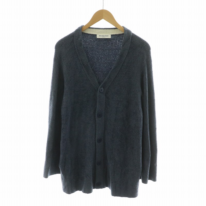 【中古】ジェラートピケオム GELATO PIQUE HOMME カーディガン ニット 長袖 Vネック M ネイビー PMNT205933 /NQ メンズ 【ベクトル 古着】 250316