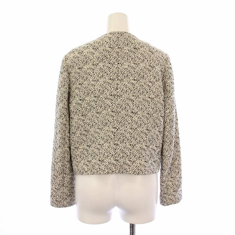 【中古】セオリー Theory BAMBOOTWEED CROPPED EREW JKT バンブーツイードクロップドエレウジャケット ノーカラー フレアスカート タック ひざ丈 2 0 グレー 黒 ブラック 9104000 /BB レディース 【ベクトル 古着】 250313 3