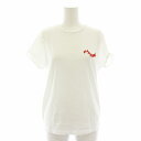 【中古】ステラマッカートニー STELLA McCARTNEY 2017年製 Tシャツ カットソー クルーネック 半袖 ロゴ刺繍 36 白 ホワイト 赤 レッド /YT レディース 【ベクトル 古着】 250324(4)