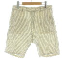 【中古】ジャーナルスタンダード レリューム JOURNAL STANDARD relume ハーフパンツ ジップフライ ストライプ 麻 リネン混 シルク混 白 ホワイト 青 ブルー /DK ■GY99 ■PN レディース 【ベクトル 古着】 250321(4)