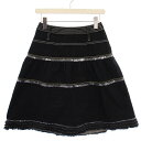 【中古】トゥービーシック TO BE CHIC フレアスカート デニムスカート ひざ丈 刺繍 スパンコール フリンジ 38 インディゴ UFE94-705-29...