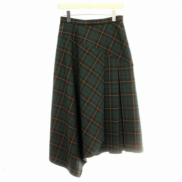 【中古】ロイスクレヨン Lois CRAYON ラップスカート 110050707 チェック フレアスカート ロング M 緑 グリーン /☆G レディース 【ベクトル 古着】 250326