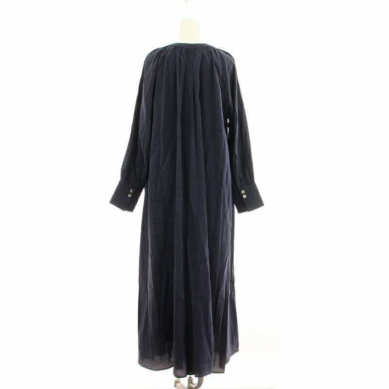 【中古】コラージュ ガリャルダガランテ COLLAGE GALLARDAGALANTE 21AW ピーチギャザーテントワンピース CLZ1022209A0002 フレア ロング マキシ 長袖 スキッパー PS 紺 ネイビー /KU レディース 【ベクトル 古着】 250328