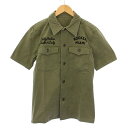 【中古】ワコマリア WACKO MARIA ミリタリーシャツ ブラウス 半袖 レギュラーカラー ロゴ カーキ /BB レディース 【ベクトル 古着】 250409(4)