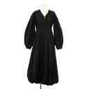 【中古】クラネ CLANE 23AW FRONT ZIP BALLOON ONEPIECE フロントジップバルーンワンピース ミモレ ロング 長袖 Vネック 1 黒 ブラック 15112-5132 /BB レディース 【ベクトル 古着】 250409