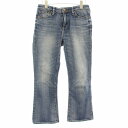 【中古】レッドカード RED CARD Cherry 25419 デニムパンツ ジーンズ フレア クロップド ウォッシュ加工 ジップフライ 25 インディゴブル...