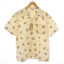 【中古】未使用品 スターオブハリウッド STAR OF HOLLYWOOD DOBBY COTTON OPEN SHIRT DIAMOND ドビーコットンオープンシャツダイアモンド カジュアル 半袖 レギュラーカラー 総柄 L ベージュ 黄色 イエロー SH39322 タグ付き /BB レディース 【ベクトル 古着】 250425(4)
