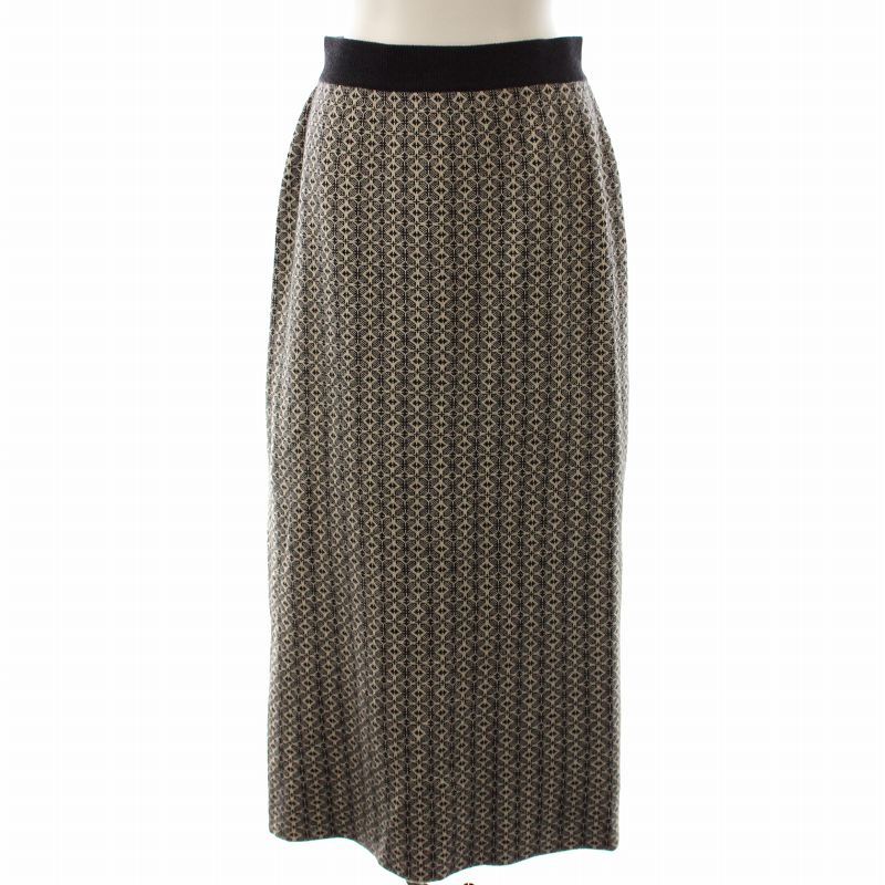 【中古】ジェイプレス J.PRESS YORK STREET 23AW ニットスカート タイト ロング マキシ丈 総柄 F チャコールグレー /DK レディース 【ベクトル 古着】 250427
