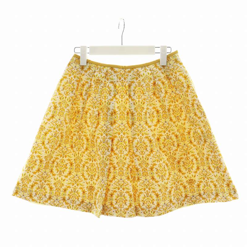 【中古】マッキントッシュフィロソフィー MACKINTOSH PHILOSOPHY フレアスカート ミニ丈 花柄 36 黄 イエロー 白 ホワイト H5S09-723-60 /AN30 ■MA レディース 【ベクトル 古着】 250502