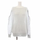 【中古】リリーブラウン Lily Brown 24SS モヘアシアーニットトップス 長袖 オープンショルダー ラメ糸 リボン ウール混 F ライトブルー LWNT241047 /KU レディース 【ベクトル 古着】 250526(4)