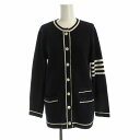 【中古】マッキントッシュフィロソフィー MACKINTOSH PHILOSOPHY カーディガン ニット Vネック 長袖 38 紺 ネイビー 白 ホワイト H5...