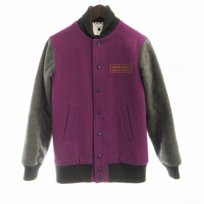 【中古】ジーディーシー GDC スタジャン ブルゾンジャケット ジャンパー 刺繍 アウター 紫 パープル グレー /RO メンズ 【ベクトル 古着】 250530
