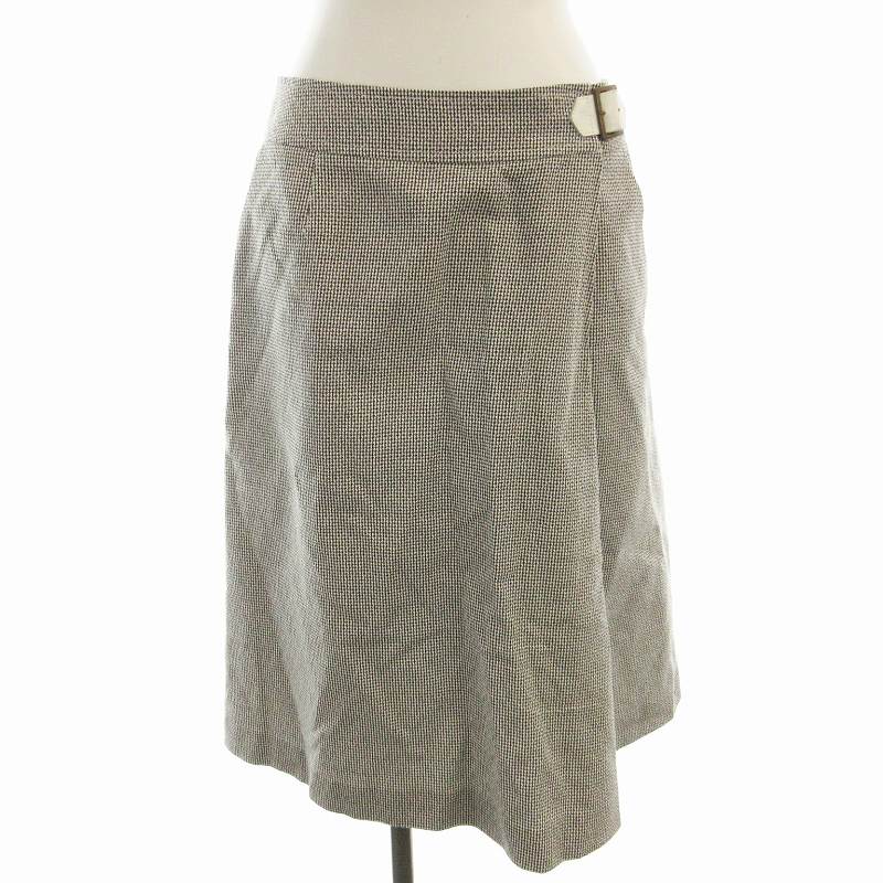 【中古】オールドイングランド OLD ENGLAND フレアスカート ひざ丈 総柄 リネン混 36 白 ホワイト 570-50110251 /EE レディース 【ベクトル 古着】 250521