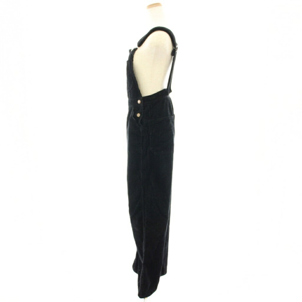 【中古】ラングラー WRANGLER オーバーオール サロペット コーデュロイ ワイド S 黒 ブラック WS8097 /HN レディース 【ベクトル 古着】 250801