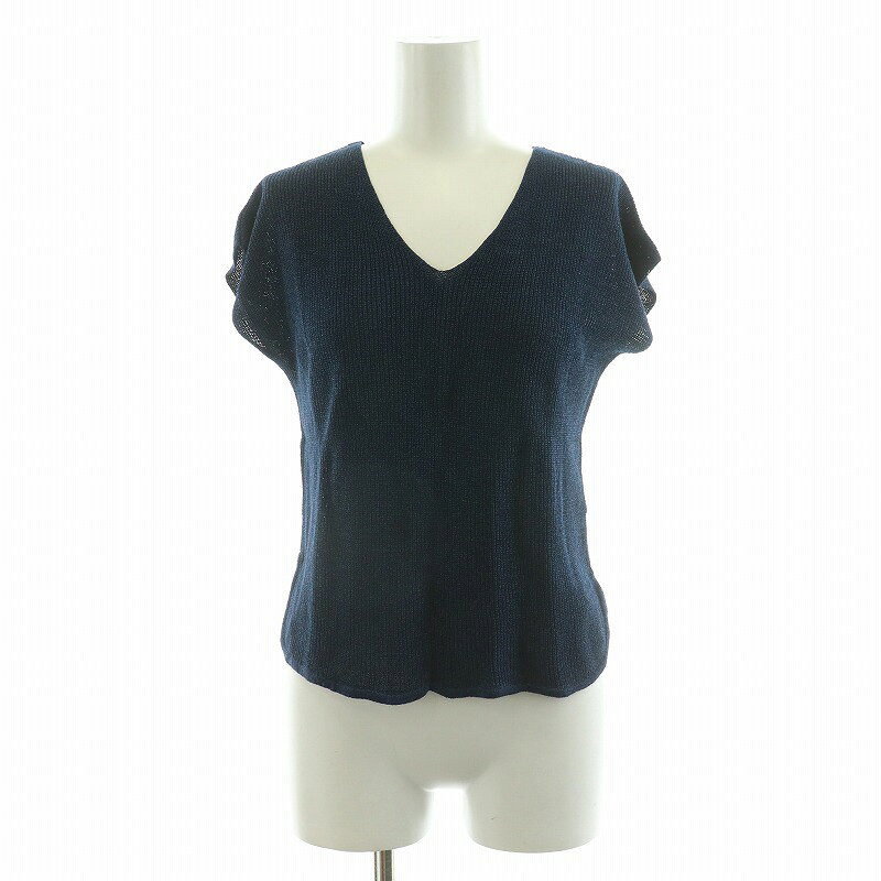 【中古】ナノベース nano BASE ベスト Vネック プルオーバー F ネイビー BM72KT0931KN /NQ レディース ..