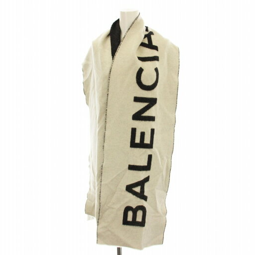 【中古】バレンシアガ BALENCIAGA 17AW ロゴ マフラー カシミヤ混 白 グレー /☆G レディース 【ベクトル 古着】 250527 【中古】バレンシアガ BALENCIAGA 17AW ロゴ マフラー カシミヤ混 白 グレー /☆G レディース 【ベクトル 古着】 250527