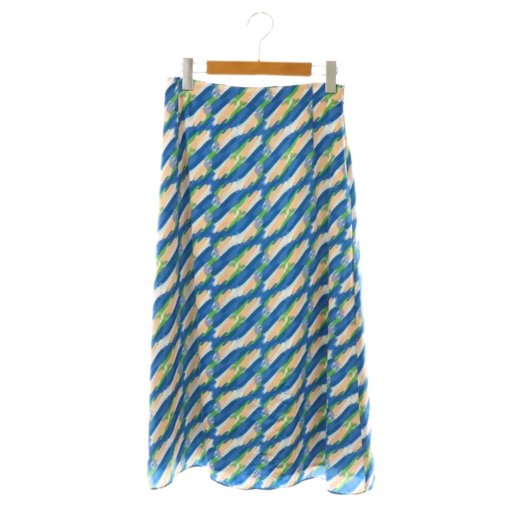 【中古】ルーニィ LOUNIE フレアスカート マキシ ロング 総柄 38 青 ブルー 白 ホワイト /AT レディース 【ベクトル 古着】 250729