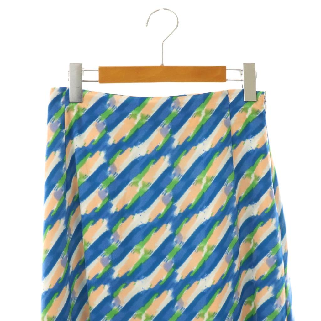 【中古】ルーニィ LOUNIE フレアスカート マキシ ロング 総柄 38 青 ブルー 白 ホワイト /AT レディース 【ベクトル 古着】 250729