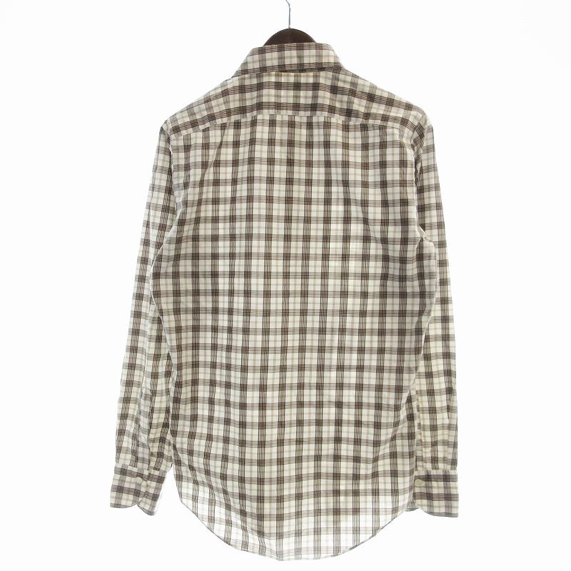 【中古】フィナモレ finamore カジュアルシャツ 長袖 チェック 38 ベージュ /EE メンズ 【ベクトル 古着】 250708