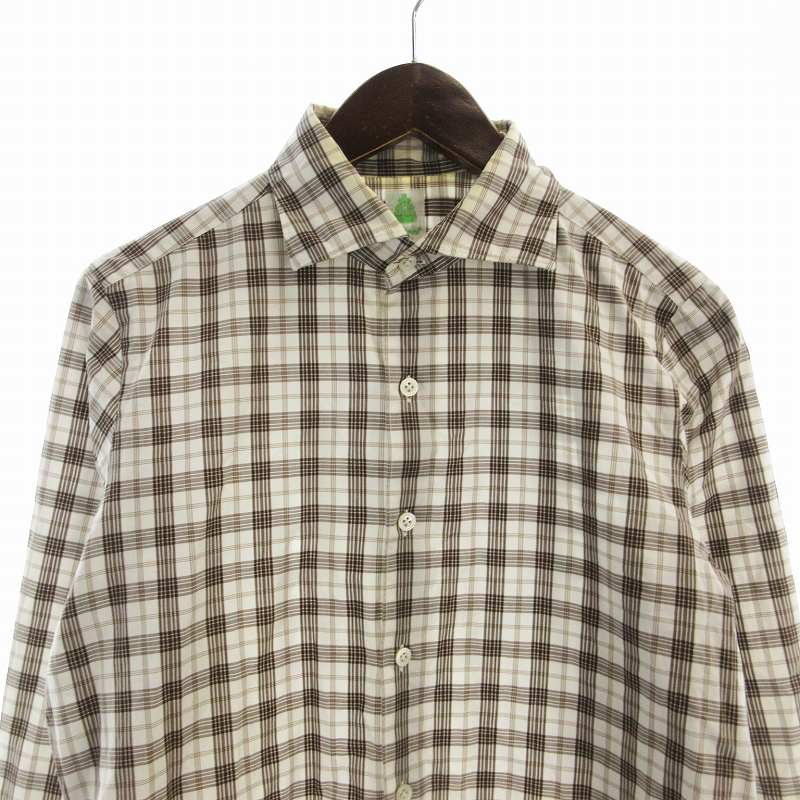 【中古】フィナモレ finamore カジュアルシャツ 長袖 チェック 38 ベージュ /EE メンズ 【ベクトル 古着】 250708