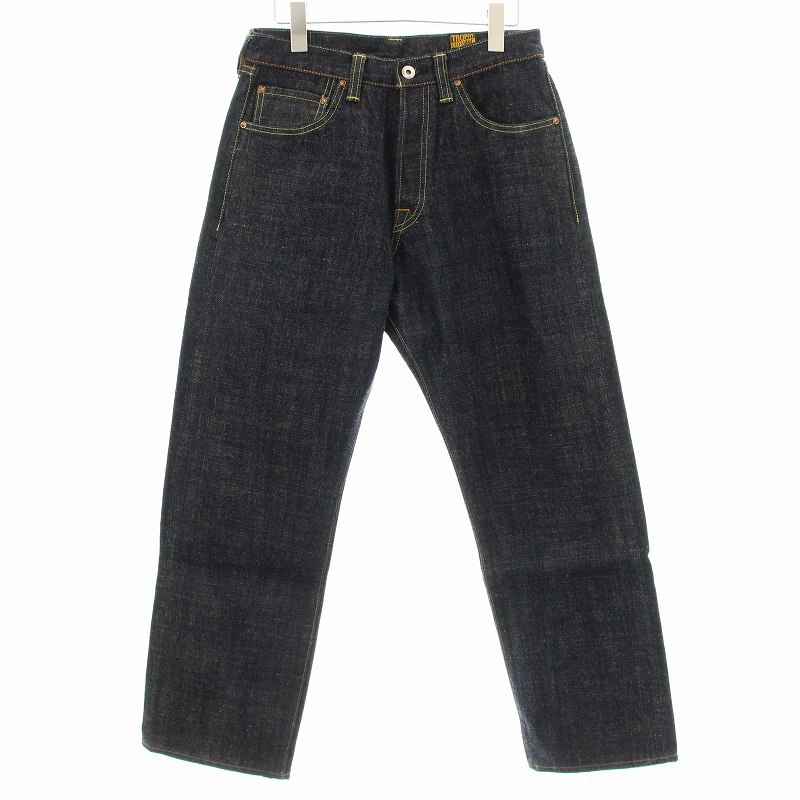 【中古】トロフィークロージング TROPHY CLOTHING 1605 Standard Dirt Denim 14.5ozセルビッチデニム パンツ ジーンズ テーパード ボタンフライ ワンウォッシュ加工 30 インディゴブルー /KU メンズ 【ベクトル 古着】 250604