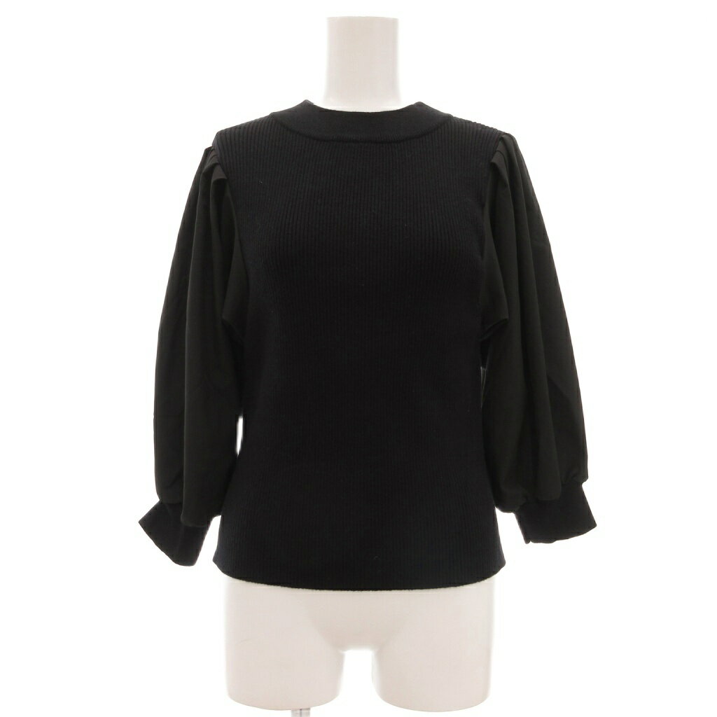 【中古】シソラス SYSORUS リブニット ハイネック バルーンスリーブ 黒 ブラック /NU レディース 【ベ..