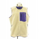 【中古】パタゴニア Patagonia CLASSIC RETRO-X VEST クラシック レトロベスト ボア フリース ジップアップ L アイボリー 紫 パ...
