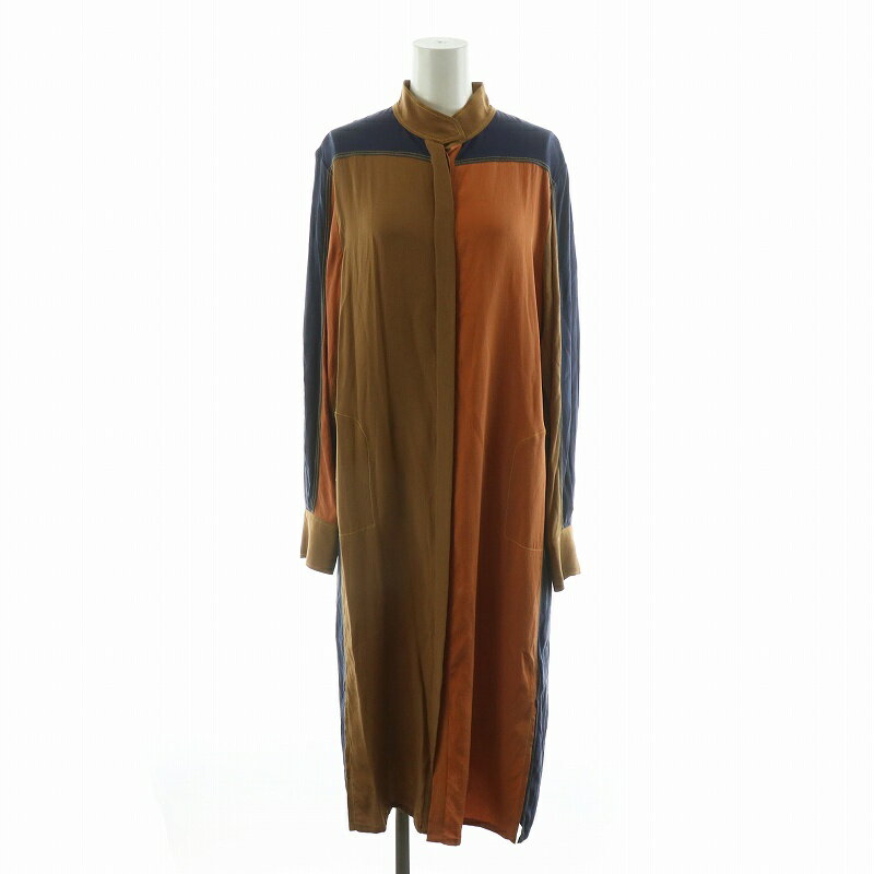 【中古】ボディス BODICE シャツワンピース ロング 長袖 XS オレンジ ネイビー 32-06-14-06002 /NQ レディース 【ベクトル 古着】 250612