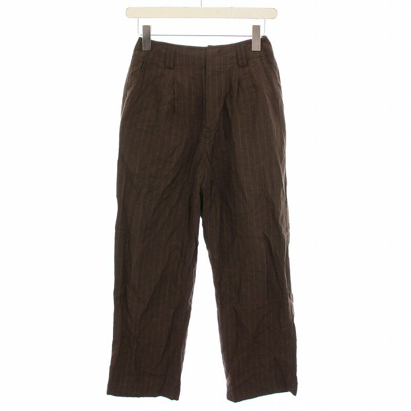 【中古】スピック&スパン Spick&Span ビスリネンタックストレート パンツ スラックス ストライプ 34 茶 21-030-200-1070-1-0 /YM レディース 【ベクトル 古着】 250616