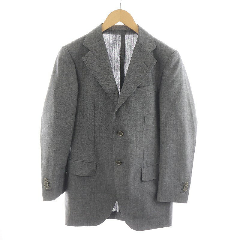 【中古】フランコプリンツィバァリー FRANCO PRINZIVALLI シングルスーツ テーラードジャケット スラックスパンツ モヘヤ混 42D7 グレー 8HD31-478-08 /NQ メンズ 【ベクトル 古着】 250624