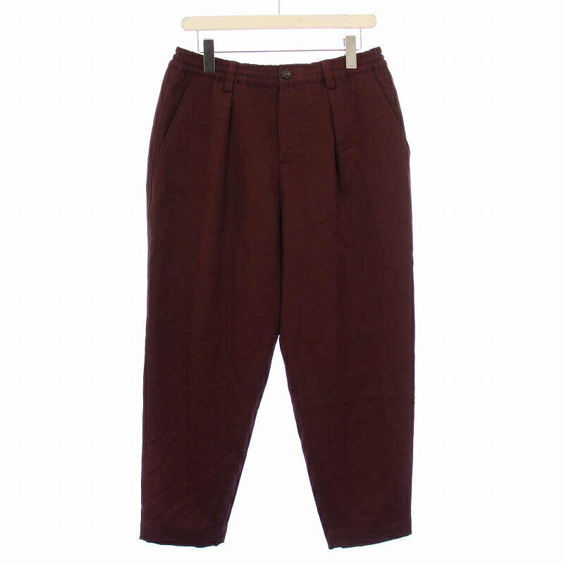 【中古】マルニ MARNI コットンツイル1Pシャーリングテーパードパンツ スラックス タック ジップフライ ストレッチ 44 ボルドー PUMU0017A0 /BB メンズ 【ベクトル 古着】 250619