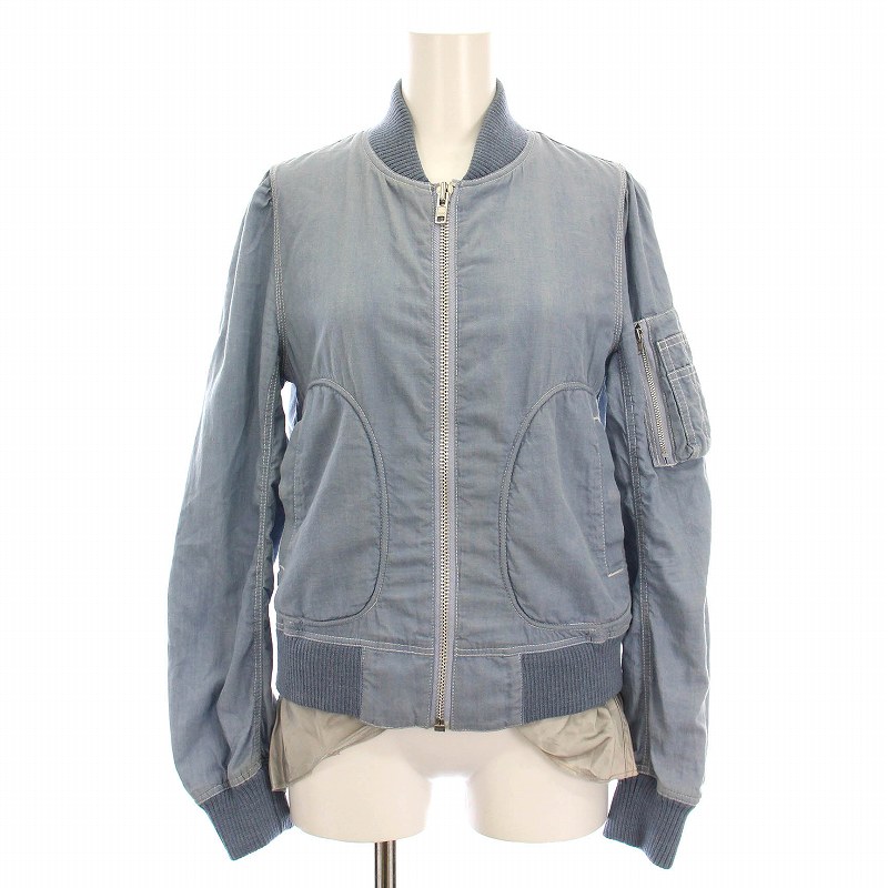 【中古】サカイラック sacai luck MA-1風デニムブルゾン ジャケット ジップアップ アウター 2 ライトブルー 13SSLU494 /YM レディース 【ベクトル 古着】 250624