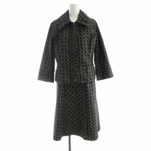 【中古】ヒロコビス HIROKO BIS スーツ セットアップ ノースリーブワンピース ひざ丈 ジップアップジャケット 総柄 11 黒 ブラック グレー RBJEG-18270 /RO レディース 【ベクトル 古着】 250620 【中古】ヒロコビス HIROKO BIS スーツ セットアップ ノースリーブワンピース ひざ丈 ジップアップジャケット 総柄 11 黒 ブラック グレー RBJEG-18270 /RO レディース 【ベクトル 古着】 250620