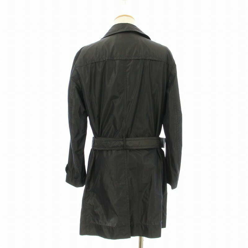 【中古】ヒューゴボス HUGO BOSS トレンチコート ロング ベルト付き I48 黒 ブラック 57-621-054 /KU メンズ 【ベクトル 古着】 250627