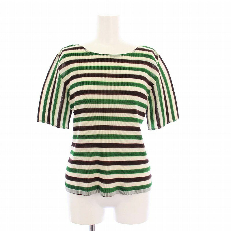 プリーツプリーズ　細めボーダー　ドルマン　Tシャツ 美品 楽天市場】イッセイミヤケ プリーツプリーズ（柄ボーダー）（T