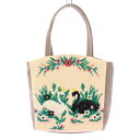 【中古】フェイラー FEILER SWAN LAKE スワンレイク ハンドバッグ フェイクスエード 切替 白鳥モチーフ F アイボリー グレー /BB レディース 【ベクトル 古着】 250629