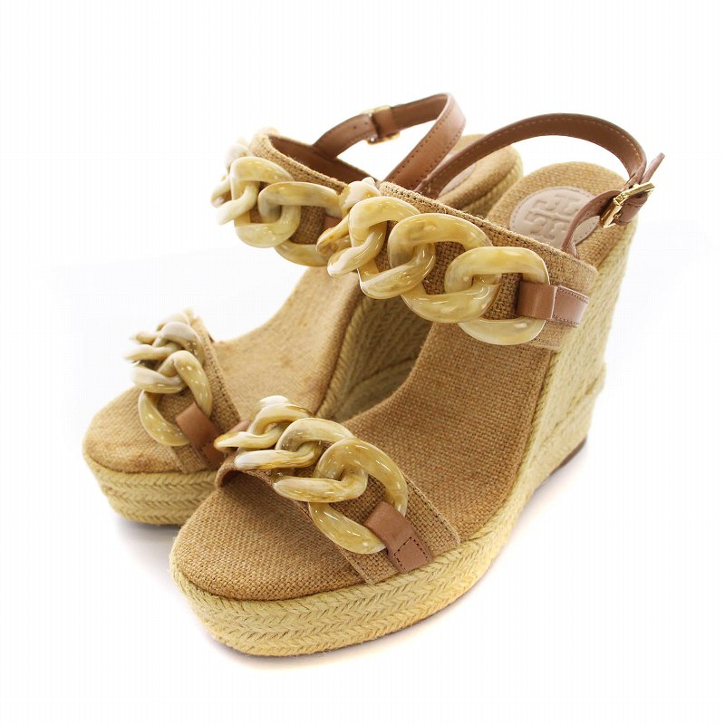 【中古】トリーバーチ TORY BURCH サンダル チェーン ウェッジソール 6M ベージュ 12138695 /YM レディース 【ベクトル 古着】 250714