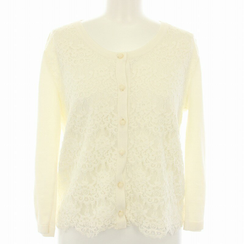 【中古】ダイアグラム グレースコンチネンタル Diagram GRACE CONTINENTAL ニットカーディガン レース 長袖 36 白 34253215-0 /RR レディース 【ベクトル 古着】 250716(4)