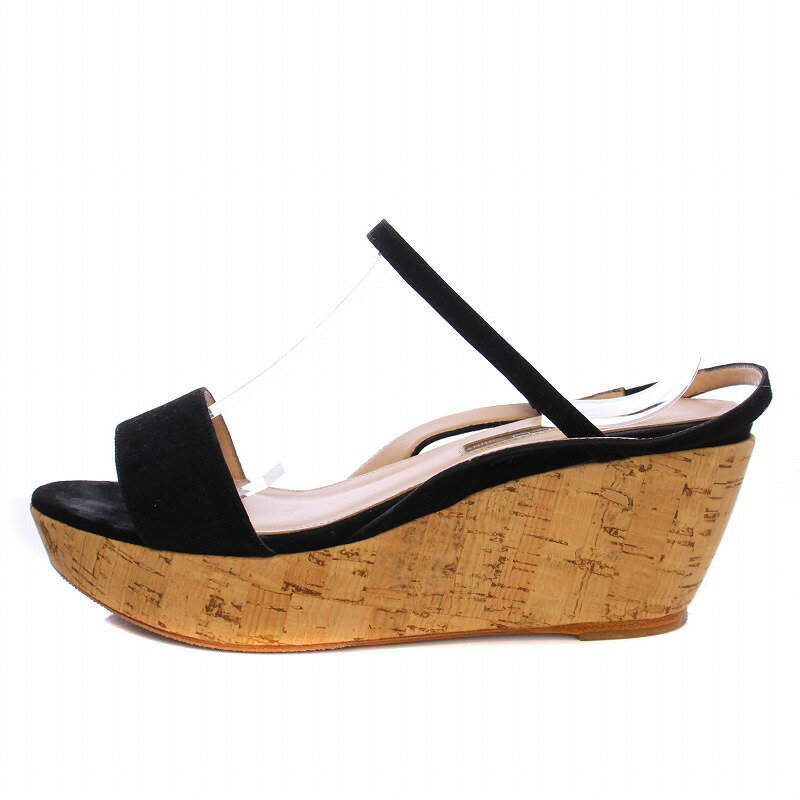 【中古】ペリーコ PELLICO SUNNY プラットフォームサンダル ウェッジソール ストラップ スエード 39 黒 PY19-0106 /BM レディース 【ベクトル 古着】 250703